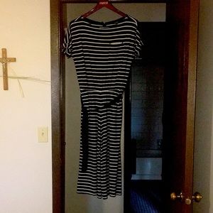 Ralph Lauren boat neck stripped b & w jump suit